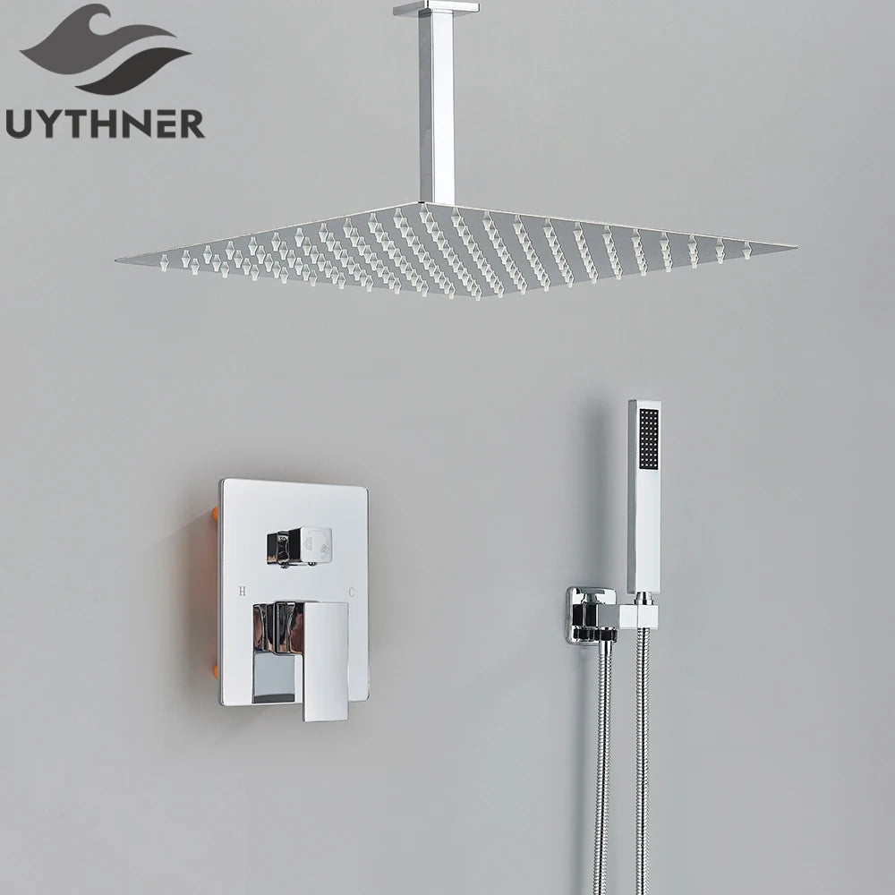 Bathroom Faucet Chrome Rain Shower Head Shower Faucet Wall Mounted Bathtub Bath Mixer Tap Beauty Bathroom Set Shower System