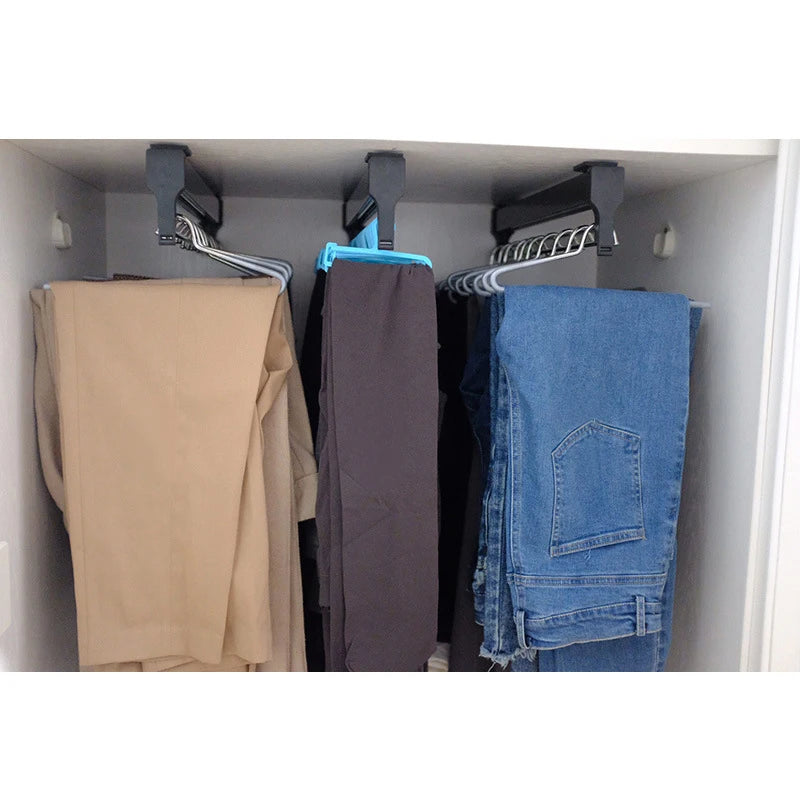 Pull-Out Closet Valet Rod Adjustable Wardrobe Clothing Rail Heavy Duty Top Mount Wardrobe Hanger Rack Bar Ball Bearing Slide