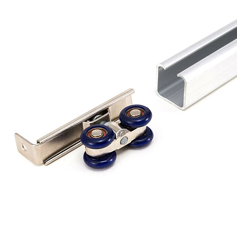 2pcs/set Sliding Door Roller Hardware Slide Doors Pulley 4 Wheels Home Room Wood Door Hanging Wheels Rail Track Pulley