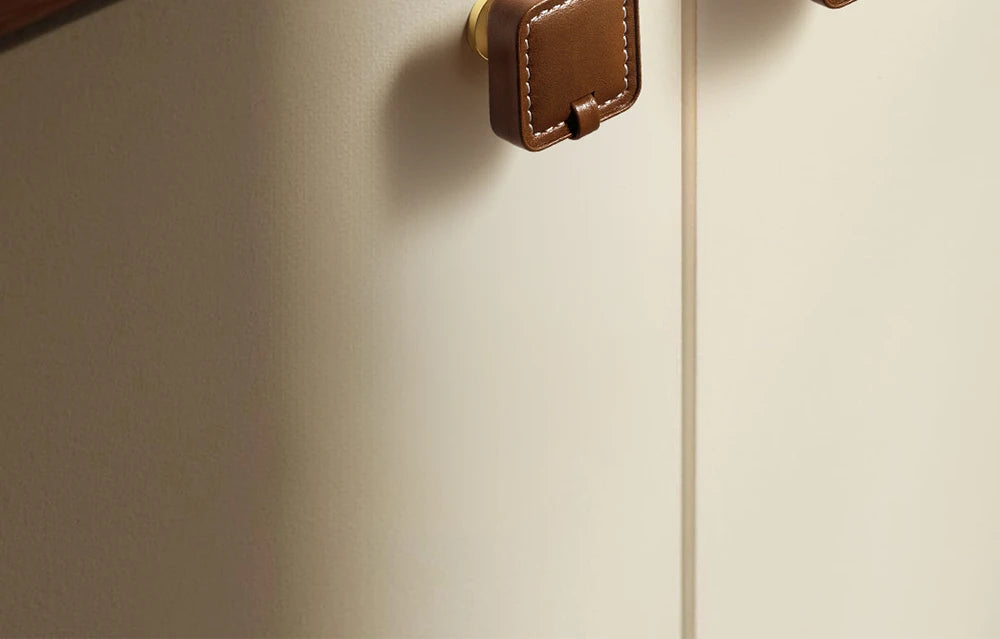 Modern minimalist wardrobe door handle drawer cabinet handmade leather small handle cabinet single hole gold handle set