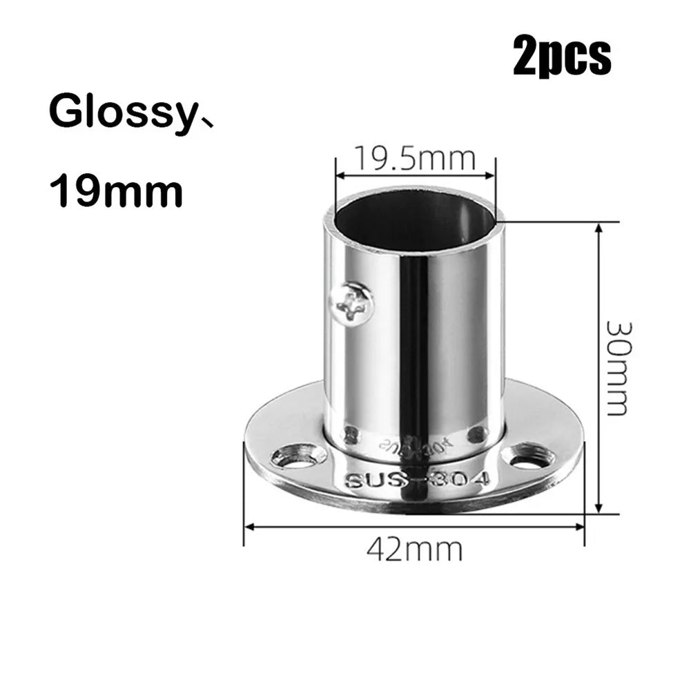 2pc 19-32mm Stainless Steel Wardrobe Support Closet Rod Flange Bracket Clothes Rod For Seat Hanger Pipe Holder