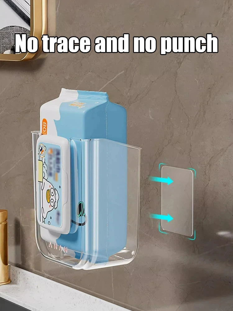 Bathroom Non Perforated Wall Mounted Wet Tissue Storage Box with Large Opening and Strong Load-bearing Capacity Storage Boxes