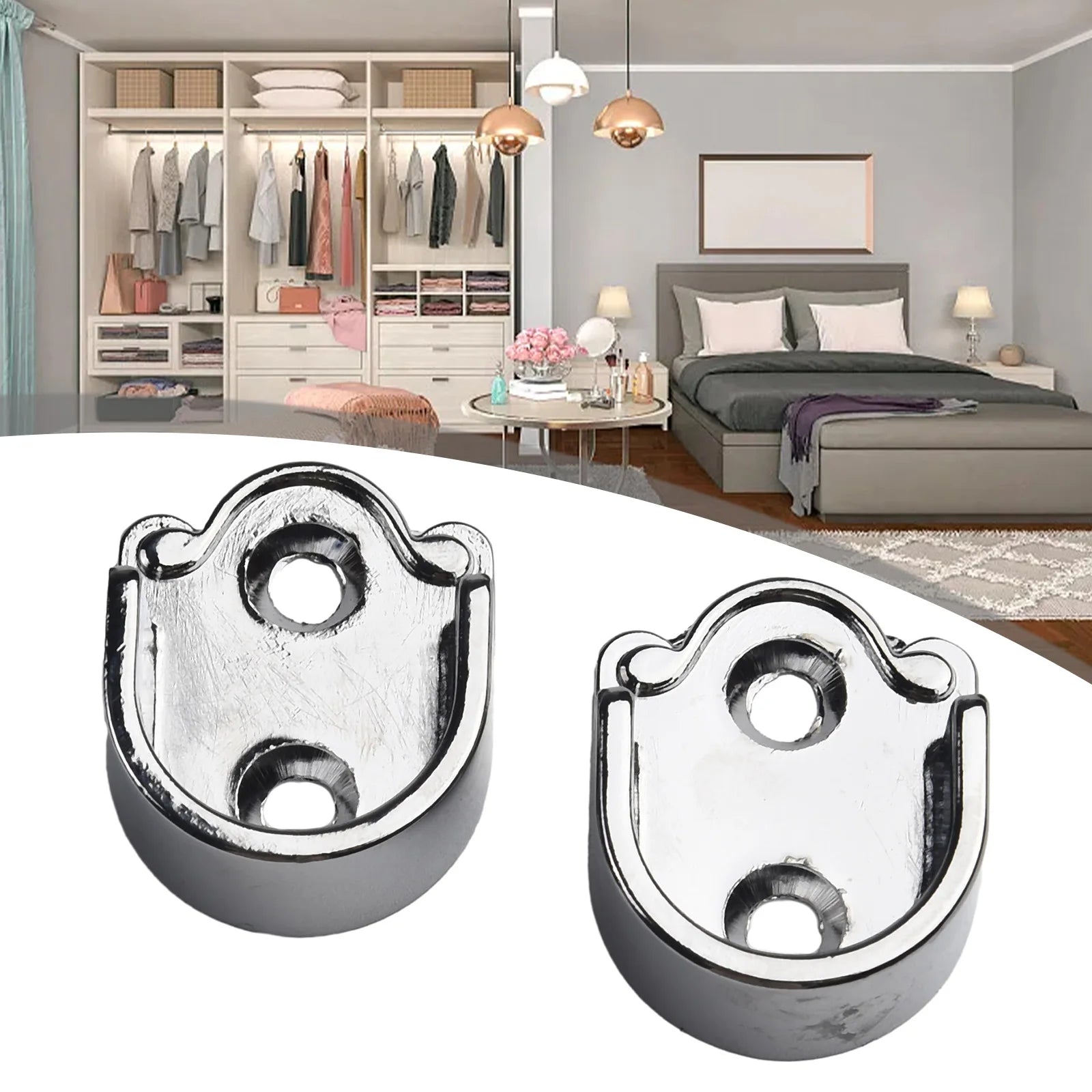 Wardrobe Rail Hanger Rod Socket Support Tube Round End Bracket Holder Heavy Duty U Shaped Rod Socket Home Hardware Accessories