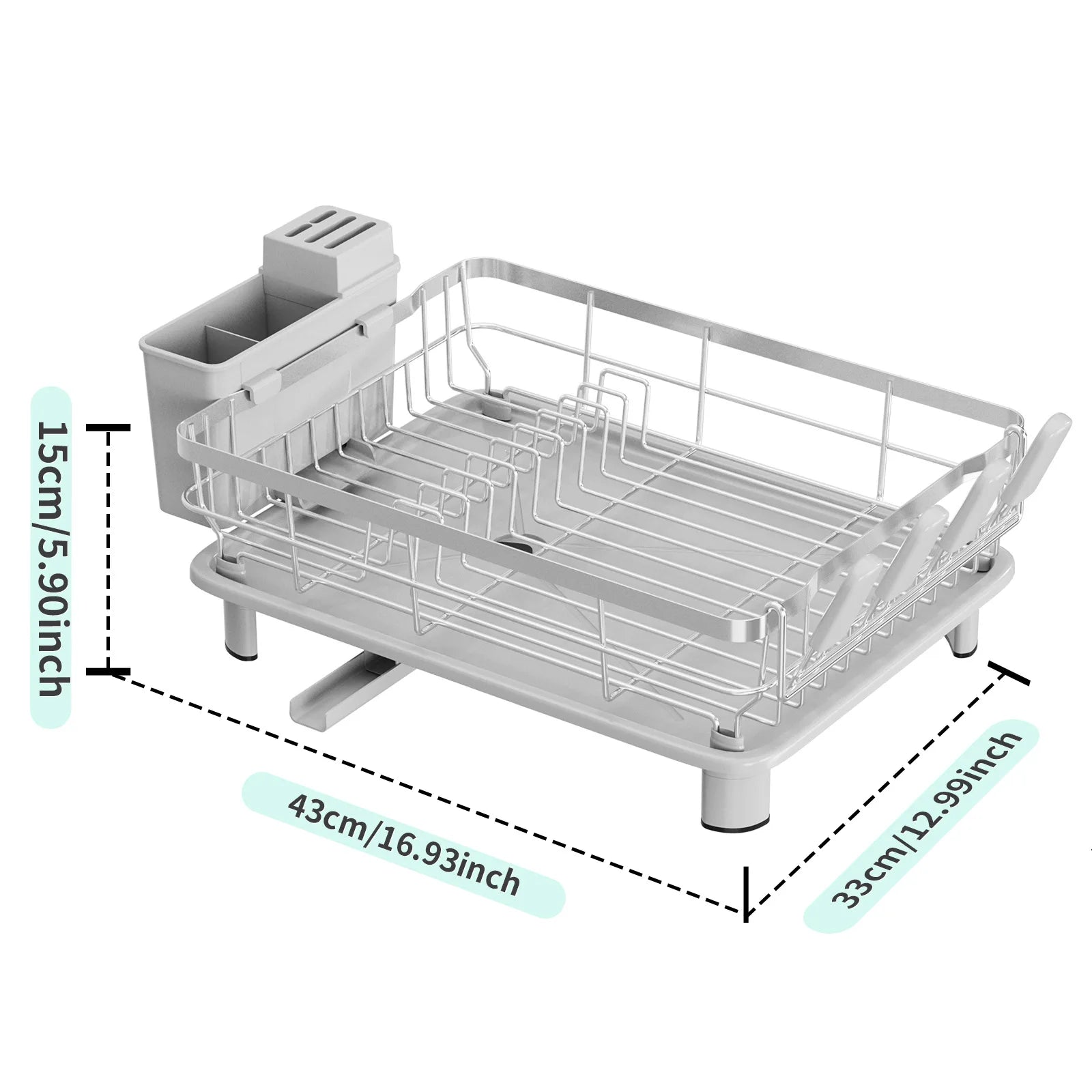 Single Layer Hollow Dish Rack Kitchen Countertop Rack with Drainage Tray Multifunctional Tableware Rack Rust Resistant Durable