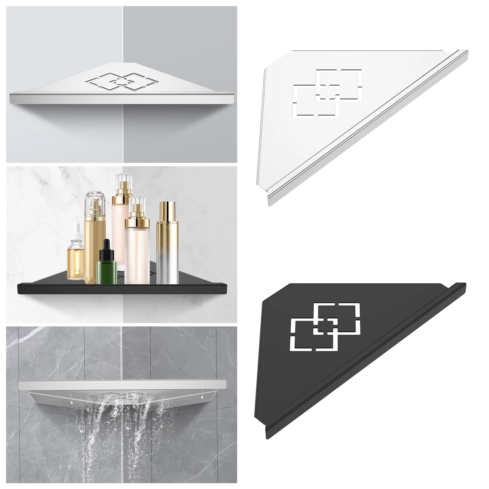 Stainless Steel Bathroom Shelf Shampoo Makeup Shower Storage Shelf Bathroom Wall Mount Corner Organizer Rack