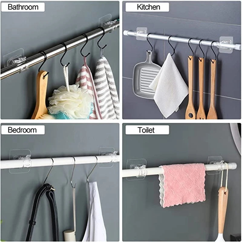 8PCS No Drill Curtain Rod Brackets Curtain Rod Holder Hooks Nail Free Curtain Rod Hooks Curtain Hangers For Home