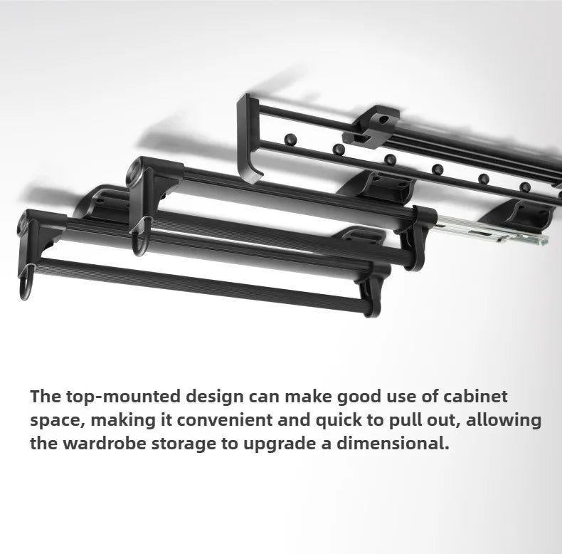 Closet shallow closet Slide rail retractable hangers Cabinet hanging rod vertical pull-out top mounted trouser rack free of hole