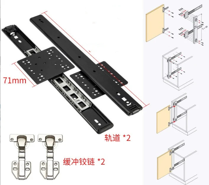 Furniture Interior Extension Cabinet Drawer Slides Soft Closing Heavy Duty Pocket Door Sliding System Easy installation