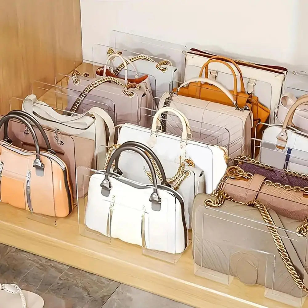 Handbag storage rack Organizer 4 Slots Transparent Closet Purse Storage rack Acrylic wardrobe Bag storage holder Purse Display