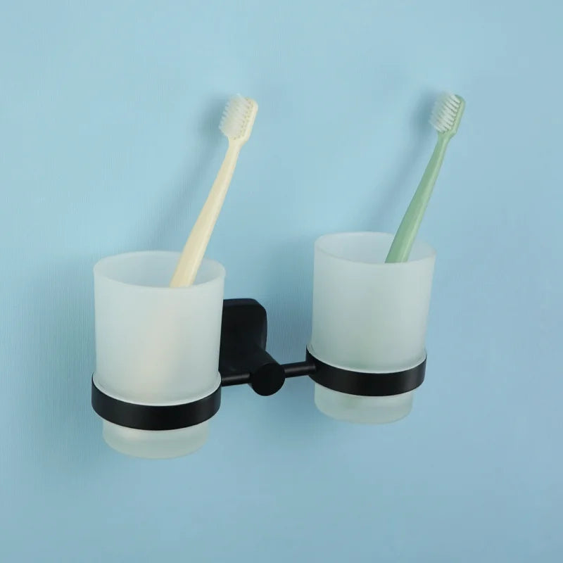 Matte Black Bathroom Accessories Set Wall Mount Stainless Steel Clothes Hook Toilet Paper Holder Towel Bar Hardware Pendant