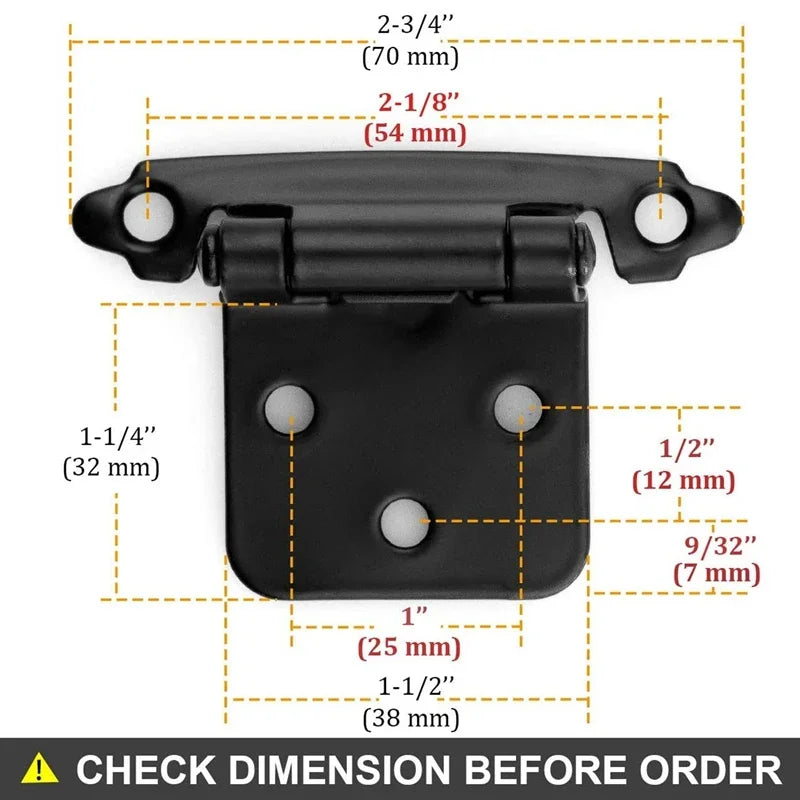 20Pcs Black Cabinet Hinges Self-Closing Hinges for Kitchen Cabinet Furniture Doors, Cabinet Door Hinges with Screws