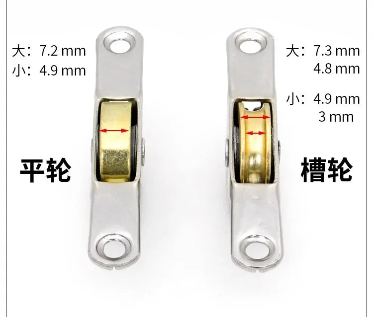2 pieces of stainless steel sliding door groove silent pulley barn door and window roller furniture hardware accessories
