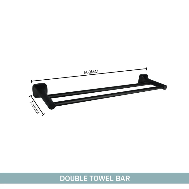 Matte Black Bathroom Accessories Set Wall Mount Stainless Steel Clothes Hook Toilet Paper Holder Towel Bar Hardware Pendant
