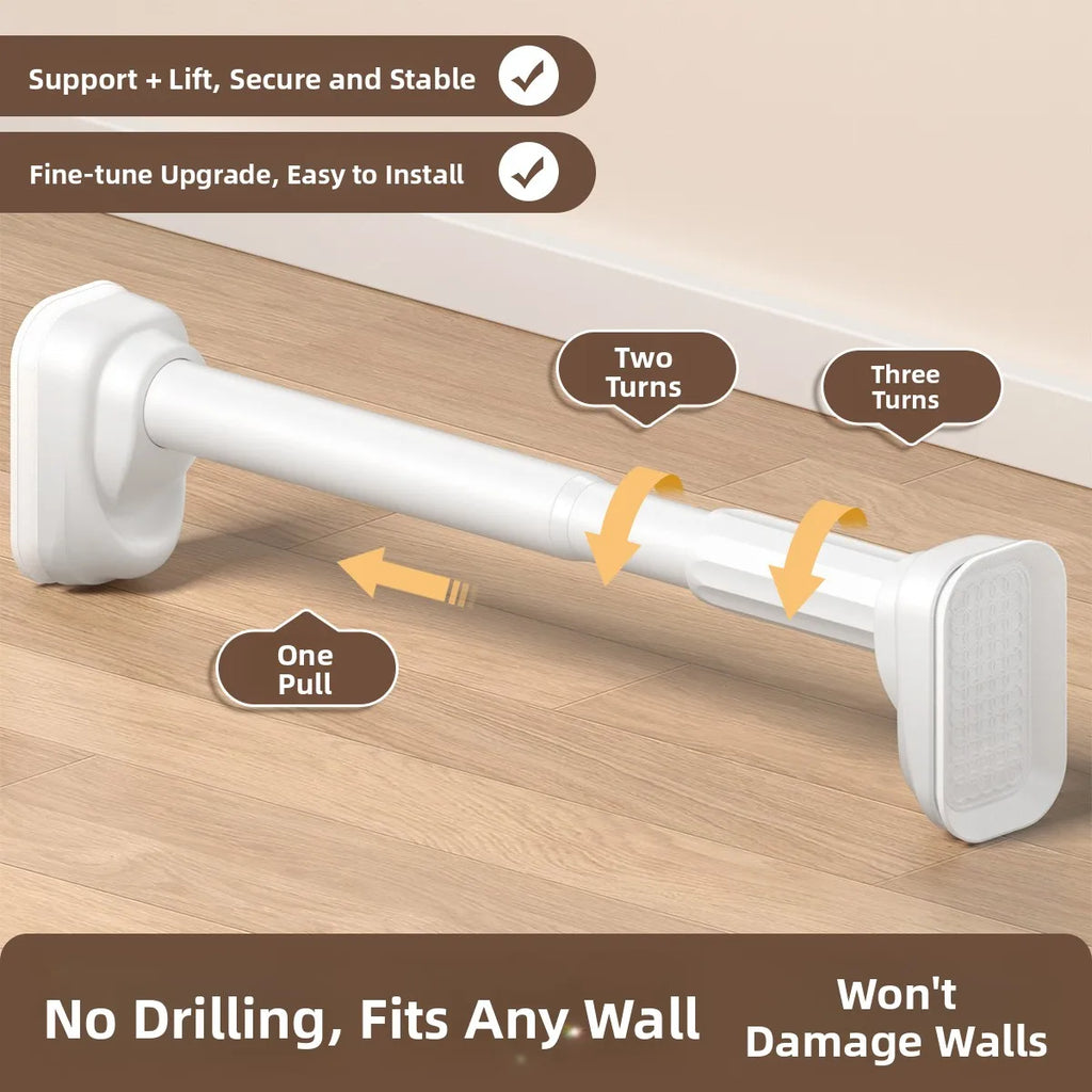 Retractable Clothes Drng Rods Wall Mounted Balcony Batoom Curtain Rods Wardrobe Clothes Hanger Rods No Drilling Required
