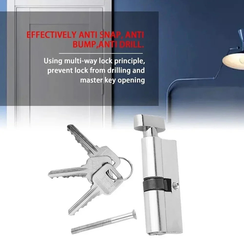 Door Lock Cylinder With 3 Keys Entrance Aluminum Door Lock Home Security Interior Bedroom Lock Cylinder