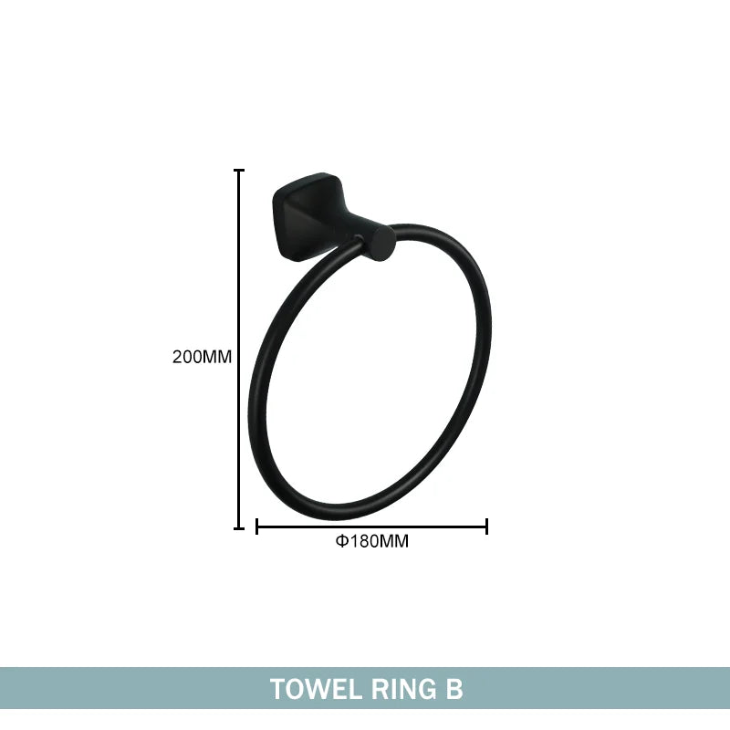 Matte Black Bathroom Accessories Set Wall Mount Stainless Steel Clothes Hook Toilet Paper Holder Towel Bar Hardware Pendant