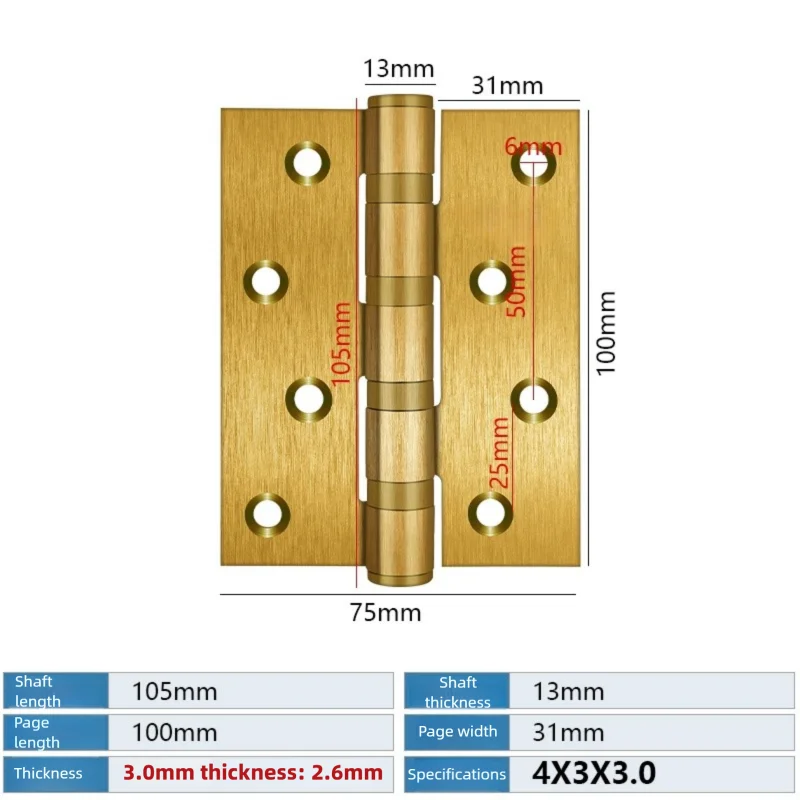 Door Hinges Stainless Steel Ball Bearing Hinge Door Hinges For Interior and Exterior Doors Square Corner Heavy Duty Wood Doors