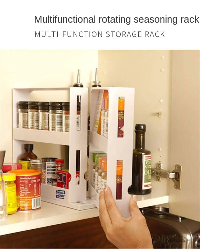 Delicate Spice Rack Double Storage Food Rack Rotating Spice Storage Shelf for Kitchen Bathroom