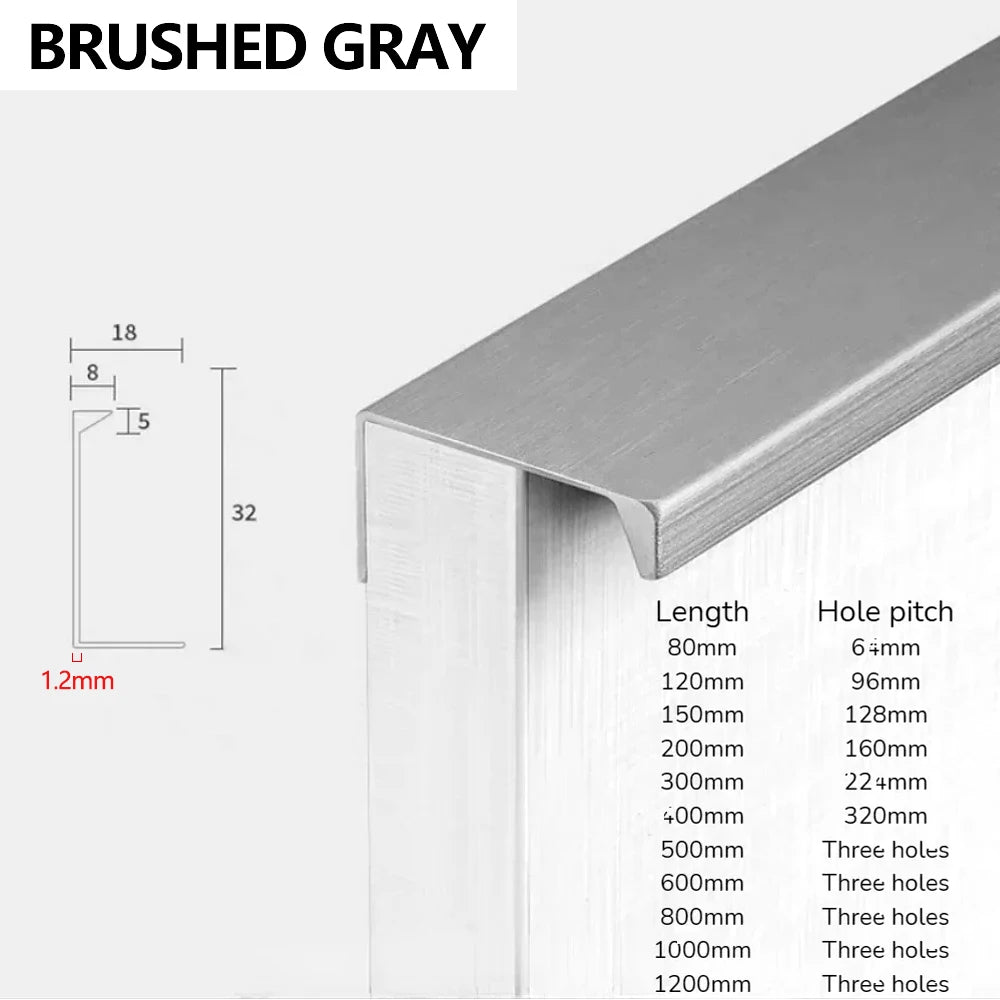 Hidden Handles for Furniture Kitchen Cabinet Handles Dresser Drawer Knobs Aluminum Alloy Wardrobe Cupboard Door Handle Hardware