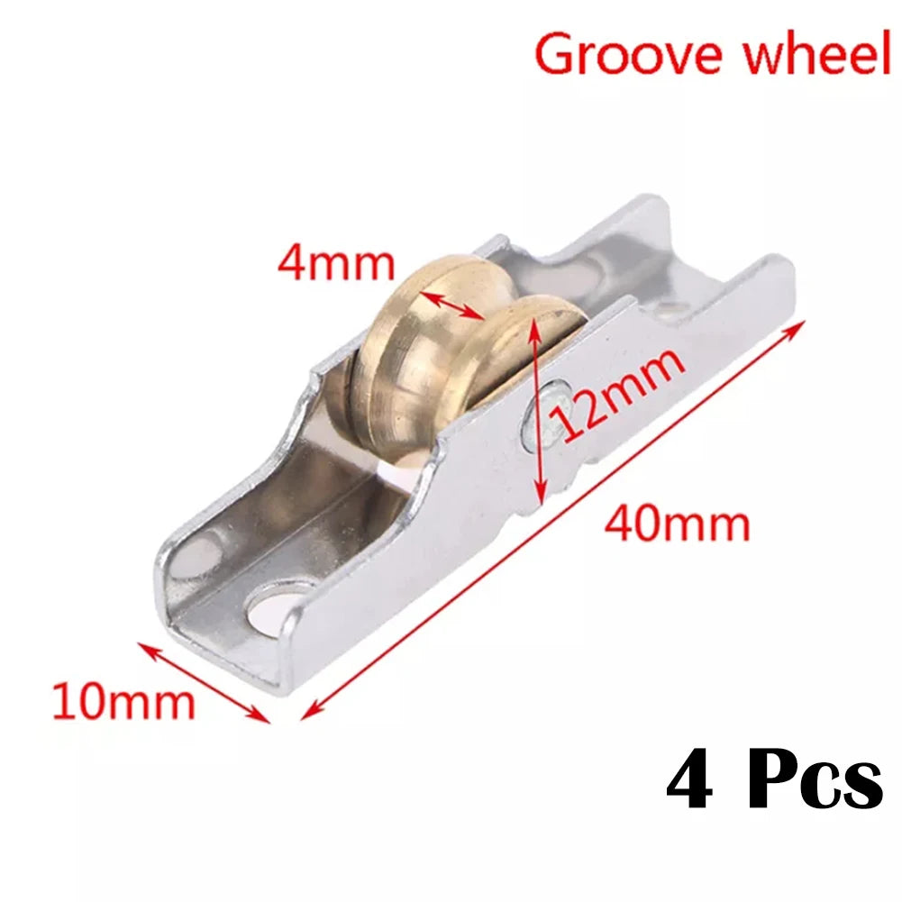 4Pcs Stainless Steel Sash Pulley Sliding Door Roller  Runner Wheel Track Pulley  Furniture Door Hardware Mute Wheel