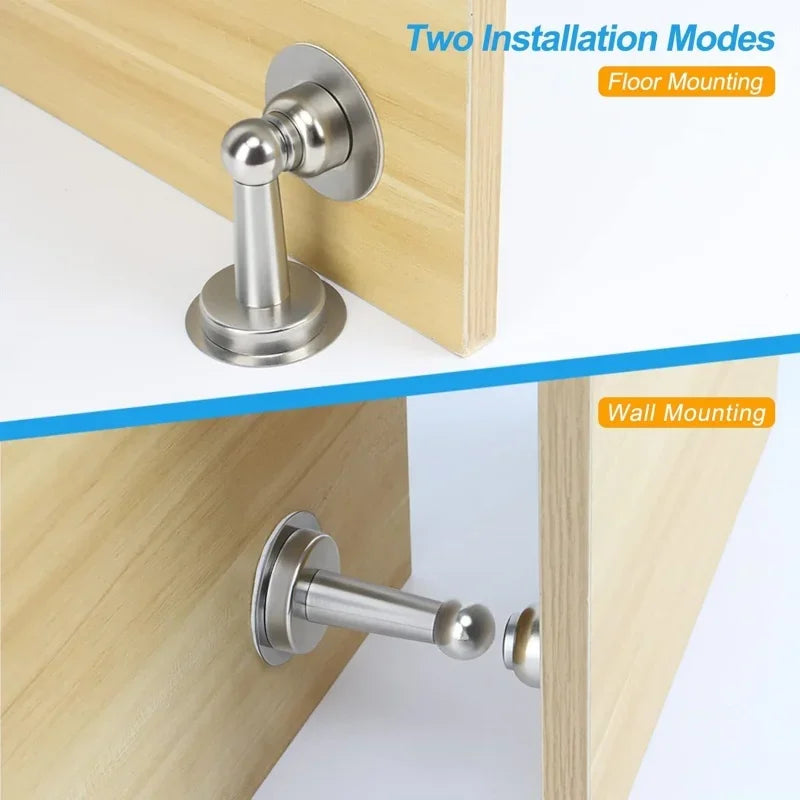 Stainless Steel Door Stoppers Strong Magnetic Door Catch Heavy Duty Door Holder Stops Wall Floor Mounting Magnet Keep Door Open