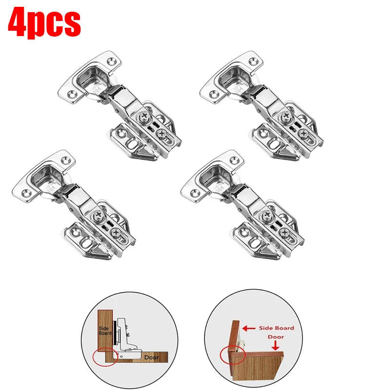 2-20Pcs Stainless Steel Cabinet Door Hinges Hydraulic Damper Buffer Soft Close Quiet Wardrobe Door Concealed Hinges with Screws
