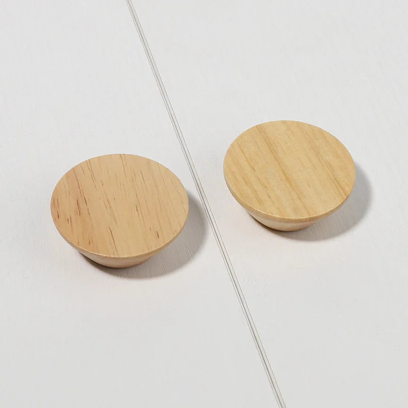 circular button handle modern cabinet handles solid wood home wardrobe drawer cabinet handle single hole wooden handle