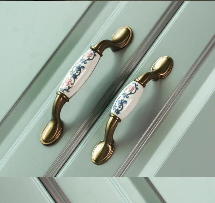 ceramic handle American retro cabinet door modern minimalist European style drawer cabinet wardrobe cabinet handle