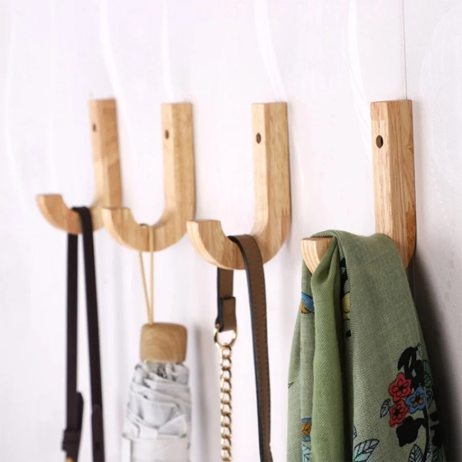 Wood Clothes Hanger Wall Mounted Coat Racks Storage Hook Key Holder Hat Scarf Handbag Hanger Organizer Home and Decoration Hooks