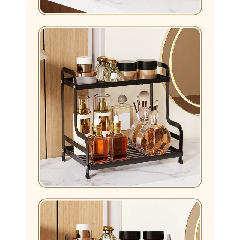 2 Tier Under Sink Organizer Sliding Cabinet Basket Organizer Storage Rack with Hooks Hanging Cup Bathroom Kitchen Organizer New