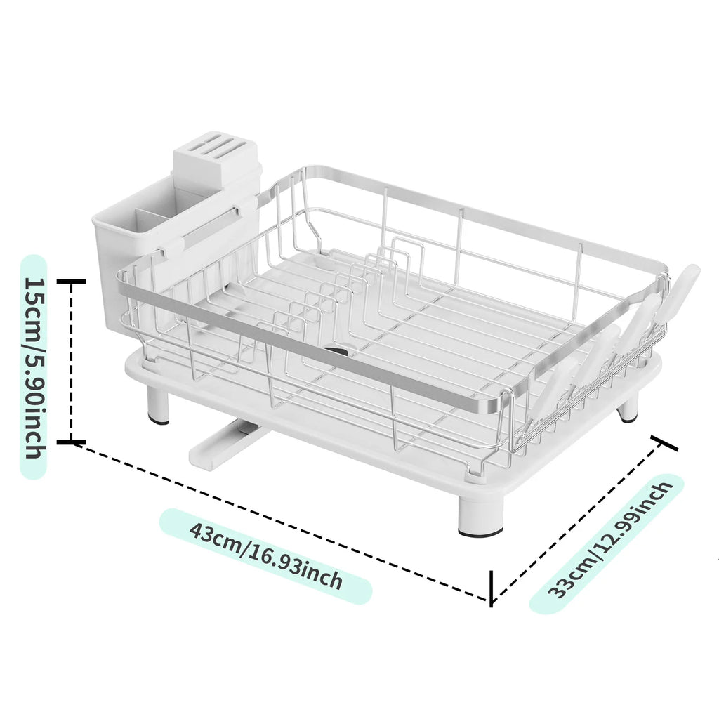 Single Layer Hollow Dish Rack Kitchen Countertop Rack with Drainage Tray Multifunctional Tableware Rack Rust Resistant Durable