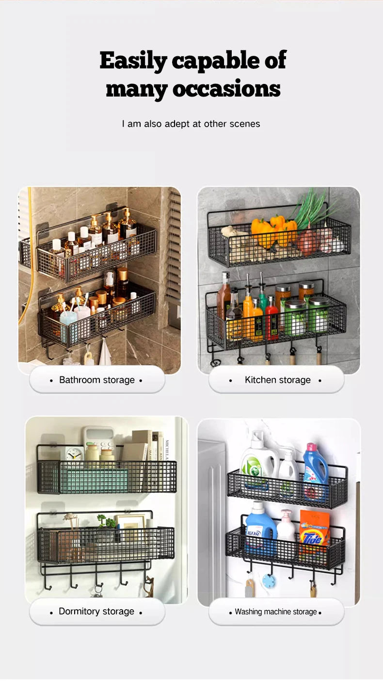 Bathroom Storage Rack Non Perforated Wall Mounted Towel And Toiletries Storage Rack Restroom Storage