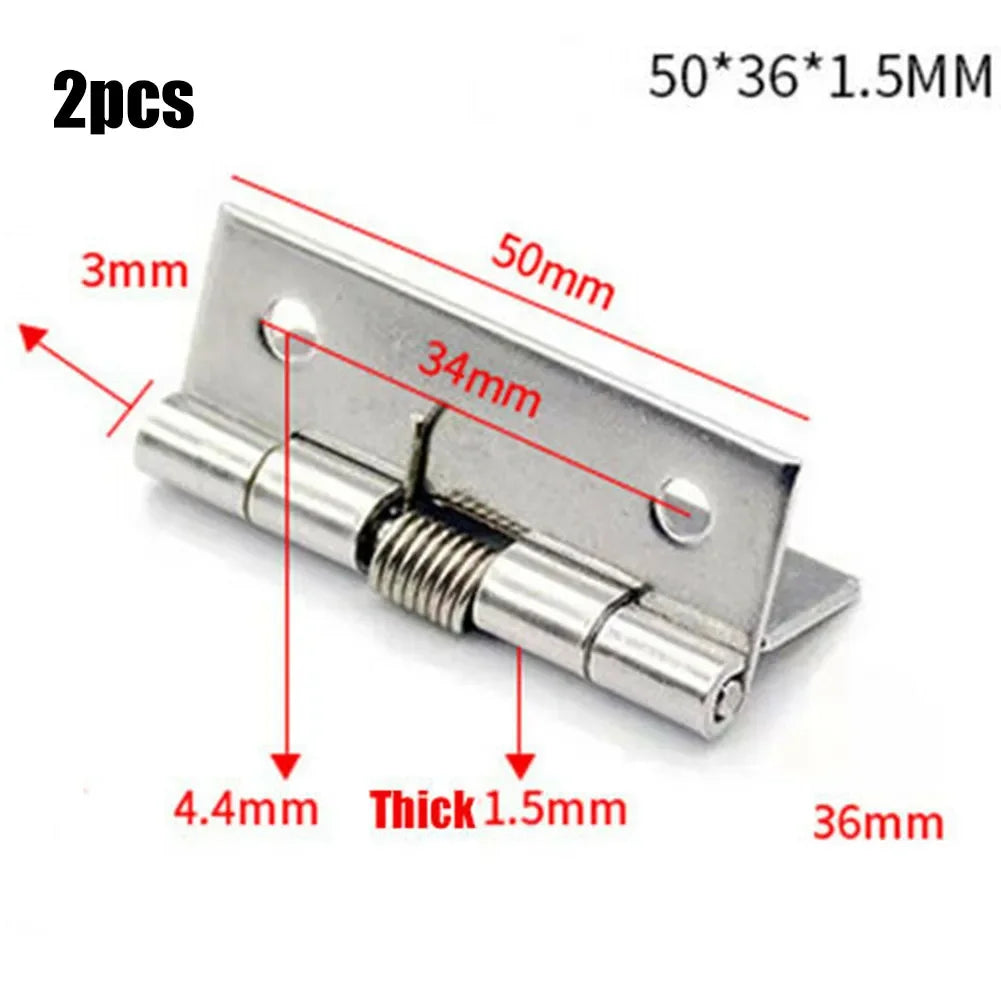 2pcs Spring Hinges Self Closing Stainless Steel Spring Door Hinge Hardware 1/1.5/2/2.5/3/4Inch For Doors Gift Boxes Cabinets
