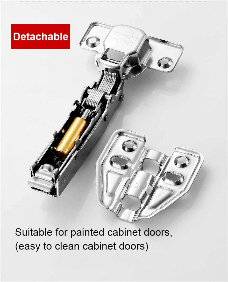 2-20Pcs Stainless Steel Cabinet Door Hinges Hydraulic Damper Buffer Soft Close Quiet Wardrobe Door Concealed Hinges with Screws
