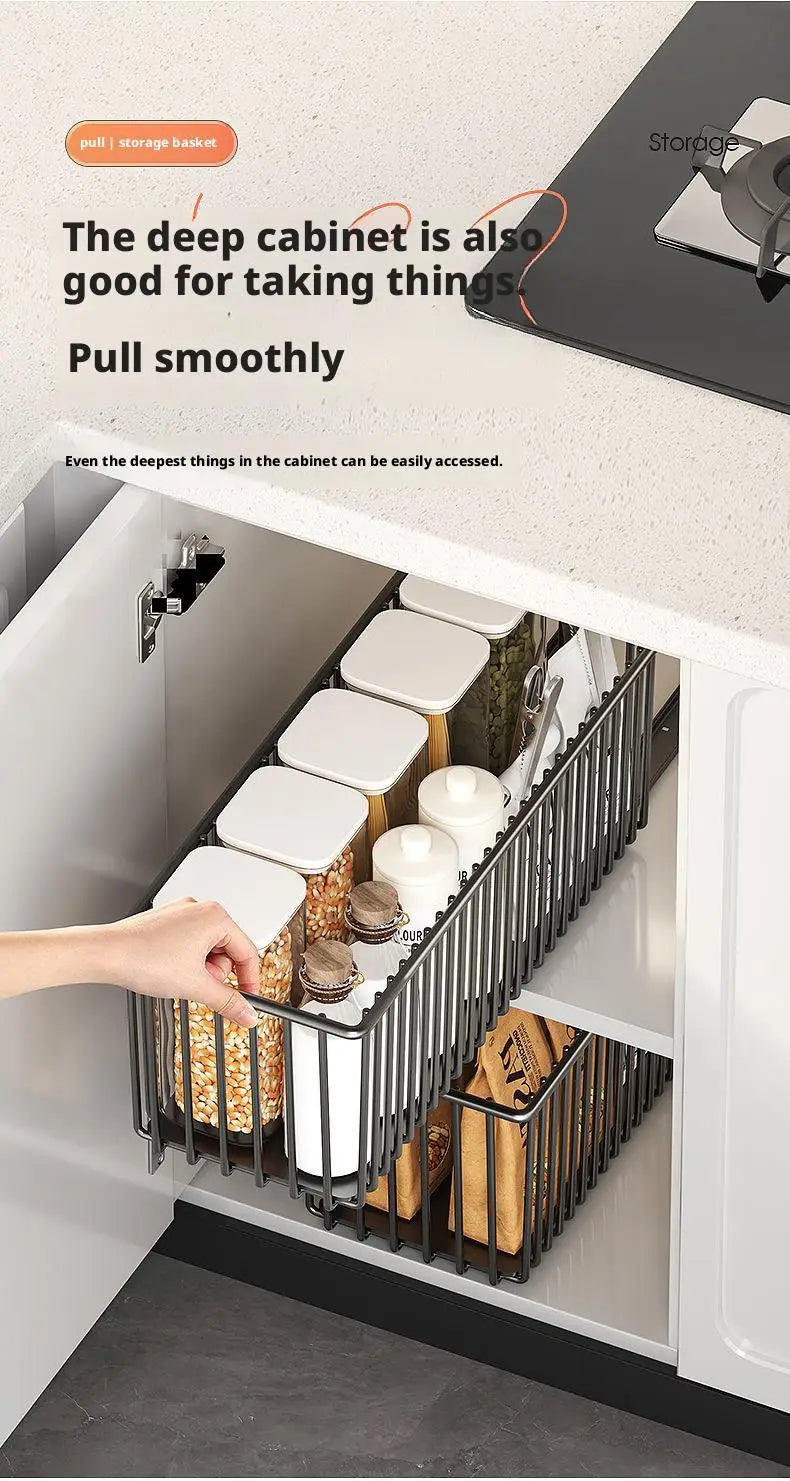 Pull Out Cabinet Organizer Basket Under The Sink Slide-out Drawer Storage Box Kitchen Sideboard Sliding Drawer Rack Shelf
