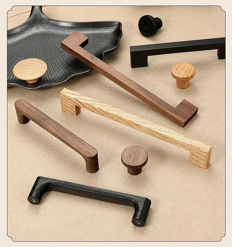 Wooden Cabinet Door Handle Cupboard Door Knob and Handle Kitchen Cabinet Knobs Wardrobe Door Handles for Furniture Hardware