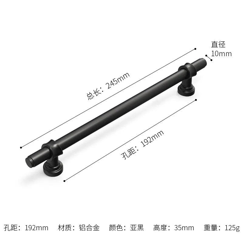 Modern Simple Black Handles for Furniture Wardrobe Cabinet Europe American Drawer Knob Hardware Kitchen Cabinet Handles