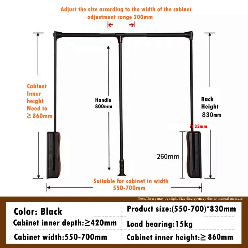 Wardrobe Pull Down Hanger Adjustable Lift Rod Storage Space Saving Closet Storage Clothes Rod