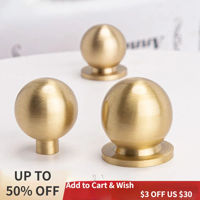 Home Wardrobe Door Pull Round Solid Brass Pulls Antique Cabinet Drawer Small Handles Modern Furniture Handles Single Hole Knobs