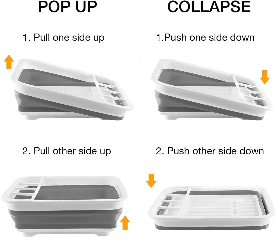 Collapsible Dish Drying Rack Foldable Dinnerware Drainer Organizer Tableware Plate Portable Drying Rack for  Kitchen Storage