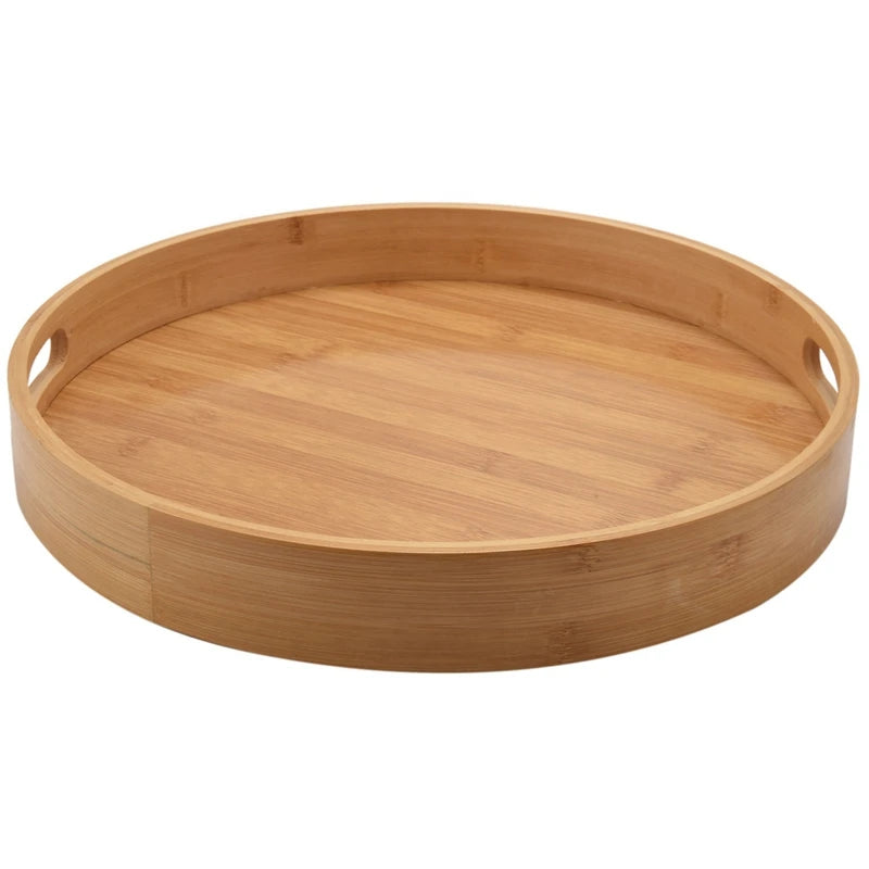 Promotion! Round Serving Bamboo Wooden Tray for Dinner Trays Tea Bar Breakfast Food Container Handle Storage Tray 3 Eco-Friendly