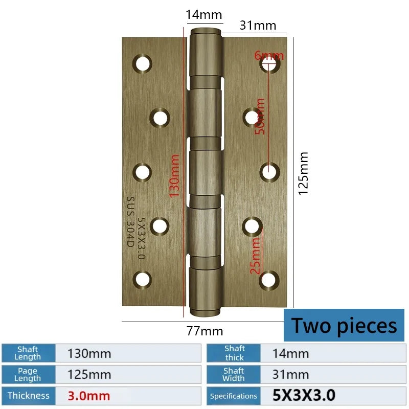 A Pair Of Stainless Steel Door Butt Hinges Furniture Hardware Decorative Accessories 4/5 Inch High-Quality Folding Hinges