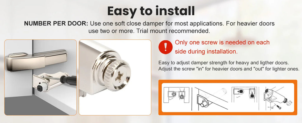 Hardware Soft Close Damper for Cabinet Doors Compact SoftClose Cabinet Adapter Hardware Hinge Polished Nickel SCD103
