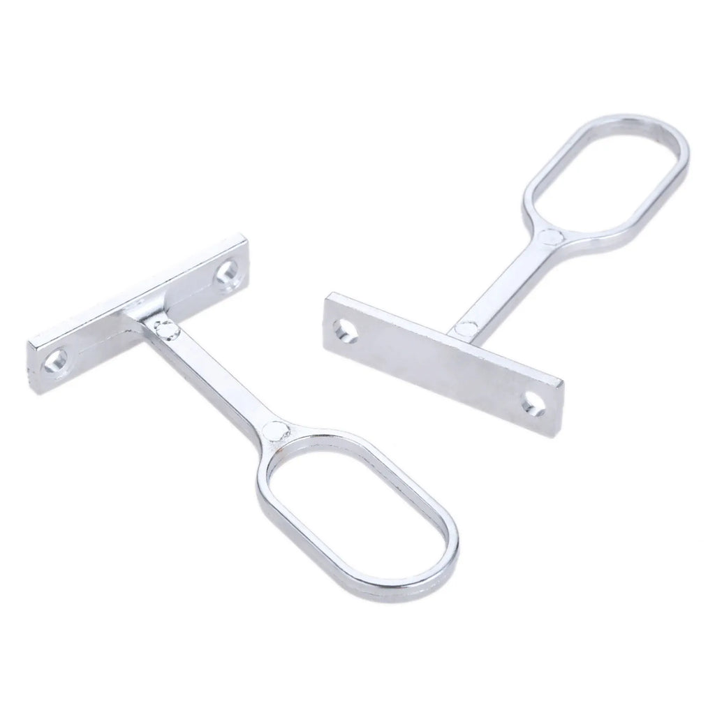 6pcs 16mm Steel Closet Rod End Supports Wardrobe Cabinet Clothes Through Flange Seat Pipe Fittings Clothes Rod Curtain Tube Seat