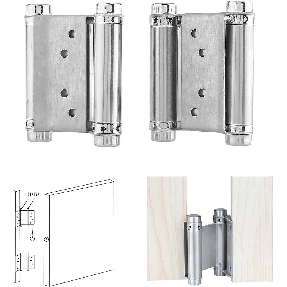 Double Spring Hinge Two-Way Free Door Hinge Stainless Steel  Automatic Door Closing Garage Door Hinges Fence Dedicated Hardware