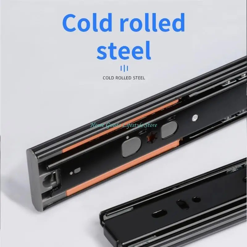 E74E 1Pair Stainless Steel Drawer Slides Buffer Damper Rails Soft Close Drawer Track Hardware Easy to Install