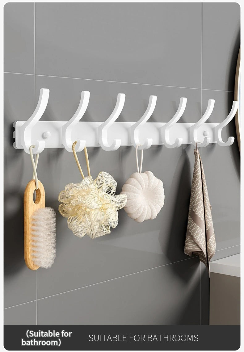 no drill Holes One Row Hangers Kitchen Towels Clothes Hats Toilet Towel Rack Storage Wall Mounted Door Back Rod Hook