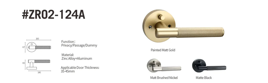 Viladepot Privacy Door Handle Knurled Handle Lever Bedroom Bathroom Passage Door Lock Reversible Keyless