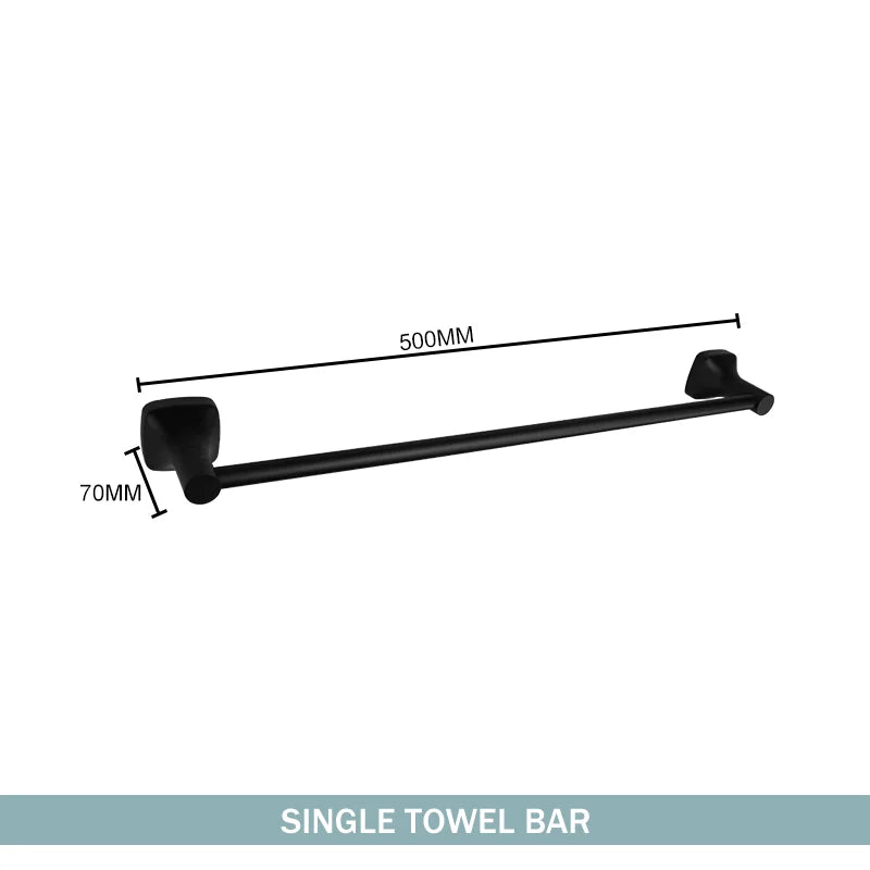 Matte Black Bathroom Accessories Set Wall Mount Stainless Steel Clothes Hook Toilet Paper Holder Towel Bar Hardware Pendant