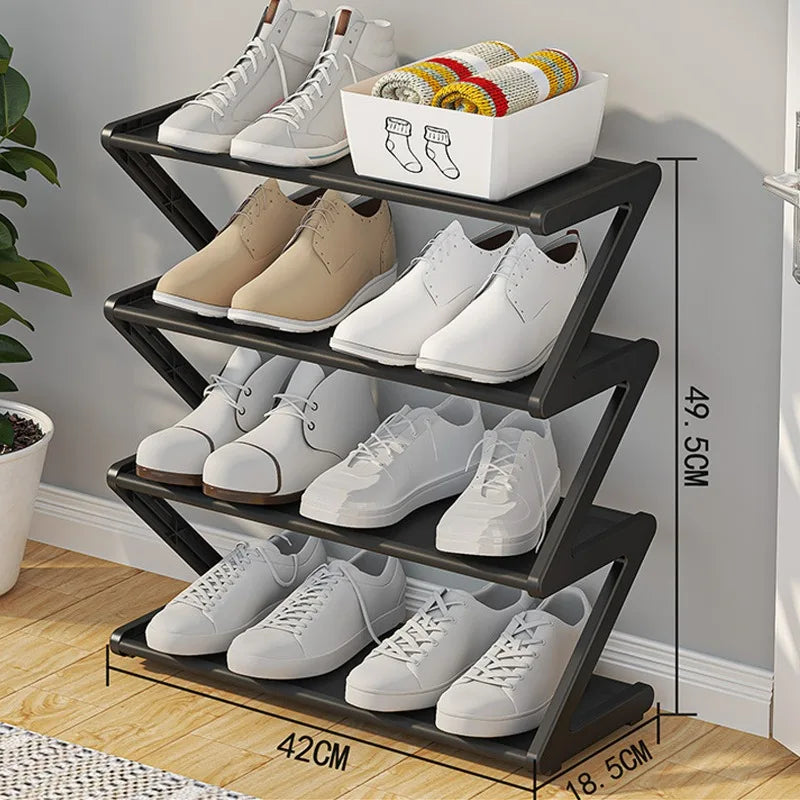 Shoe Rack Organizer Space Saving Shoes Organizer Free Standing Z-shaped Rack Multi-layer Assembly Storage for Home Dormitory